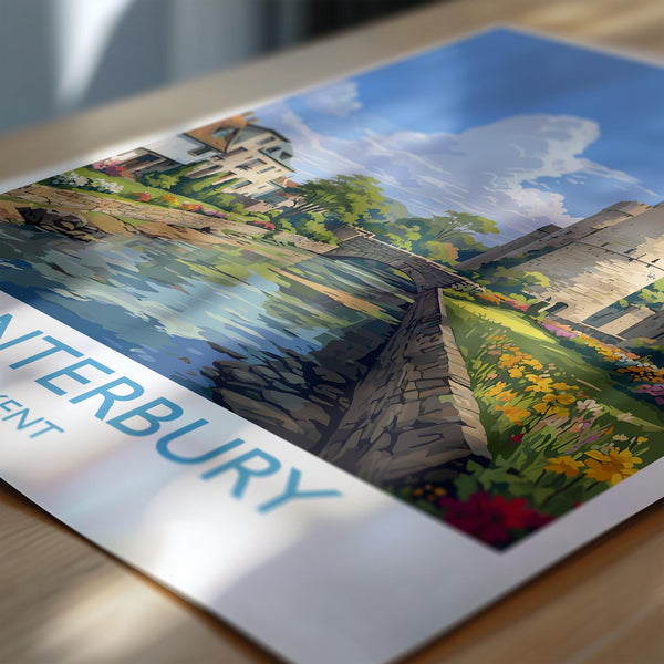 Canterbury Travel Print, Travel Poster of Canterbury, England, Canterbury Cathedral, Kent Art Lovers Gift, Wall Art Print