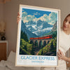 Glacier Express Wall Art Travel Poster, Travel Print of Glacier Express, Switzerland Alps Art Travel Lovers Gift