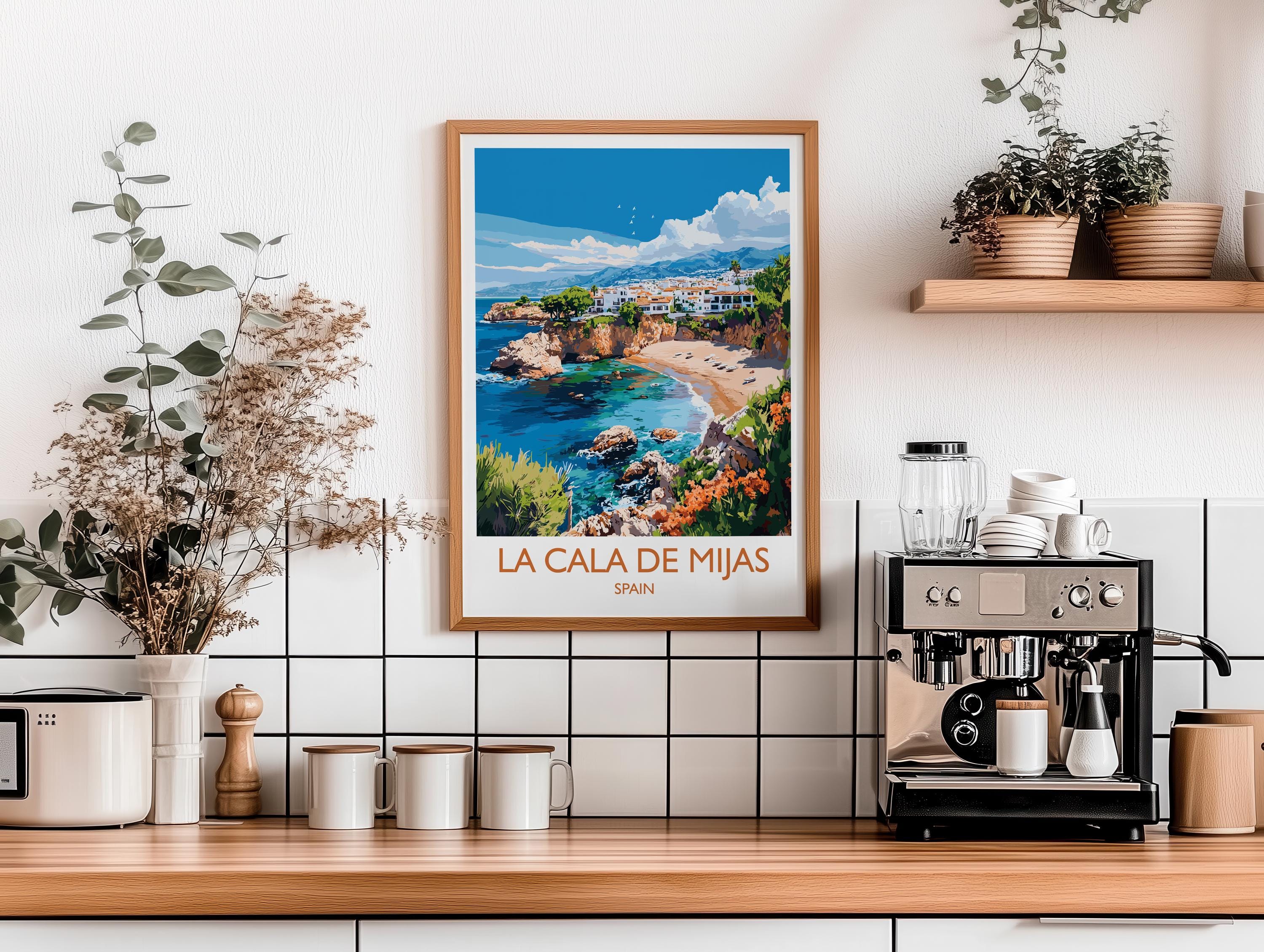 La Cala de Mijas Travel Print, Travel Poster of La Cala de Mijas, Spain, Malaga Art, Malaga Gift, Wall Art Print NQ Media Designs