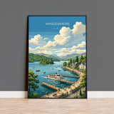 Windermere Poster, Lake District Wall Art, Cumbria Print, England Travel Poster, Windermere Gift