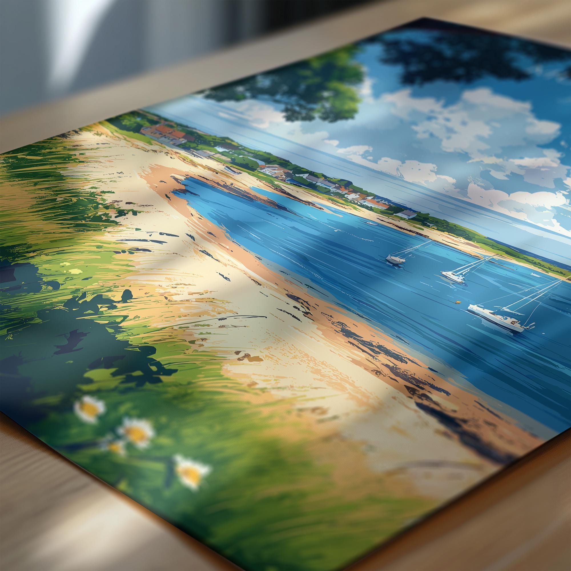Mudeford Travel Poster, Travel Print of Mudeford, England, Mudeford Beach Christchurch, Dorset Coast Art, Dorset Gift, Wall Art Print NQ Media Designs