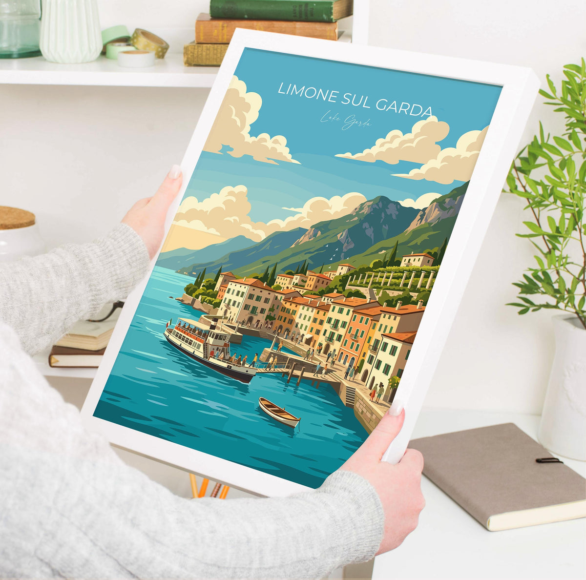 Limone sul Garda Travel Poster | Lemon Houses, Italy Wall Art