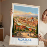Florence Italy Travel Poster, Piazzale Michelangelo View, Florence Skyline Wall Art, Duomo Print, Tuscany Vintage Travel Poster
