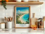 Cancun Mexico Print, Beach Wall Art with Border, Caribbean Poster, Mexico Travel Print, Cancun Gift Print