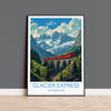 Glacier Express Wall Art Travel Poster, Travel Print of Glacier Express, Switzerland Alps Art Travel Lovers Gift NQ Media Designs
