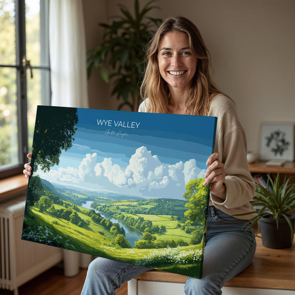 Wye Valley Landscape Travel Poster Wall Art, Wye Valley Travel Print, English Countryside Art Gift, Wall Art Print