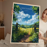 West Sussex Travel Print Wall Art, West Sussex Travel Poster, English Countryside Art Gift, Wall Art Print NQ Media Designs