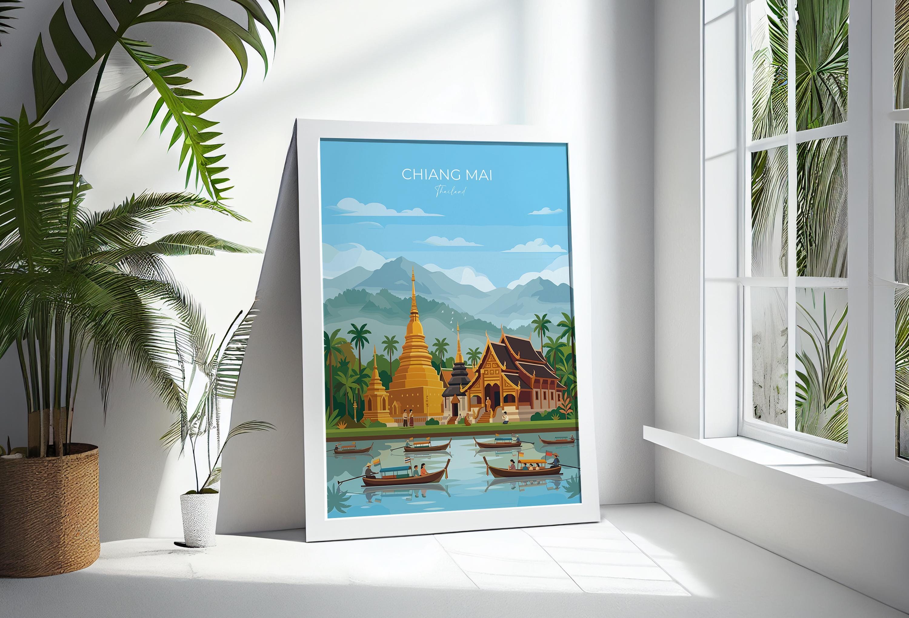 Chiang Mai Travel Poster, Travel Print of Chiang Mai, Thailand, Chiang Mai Art Lovers Gift, Wall Art Print NQ Media Designs