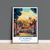 St Albans Travel Poster Wall Art, Travel Print of St Albans, Hertfordshire, England, English Cathedral City Gift NQ Media Designs