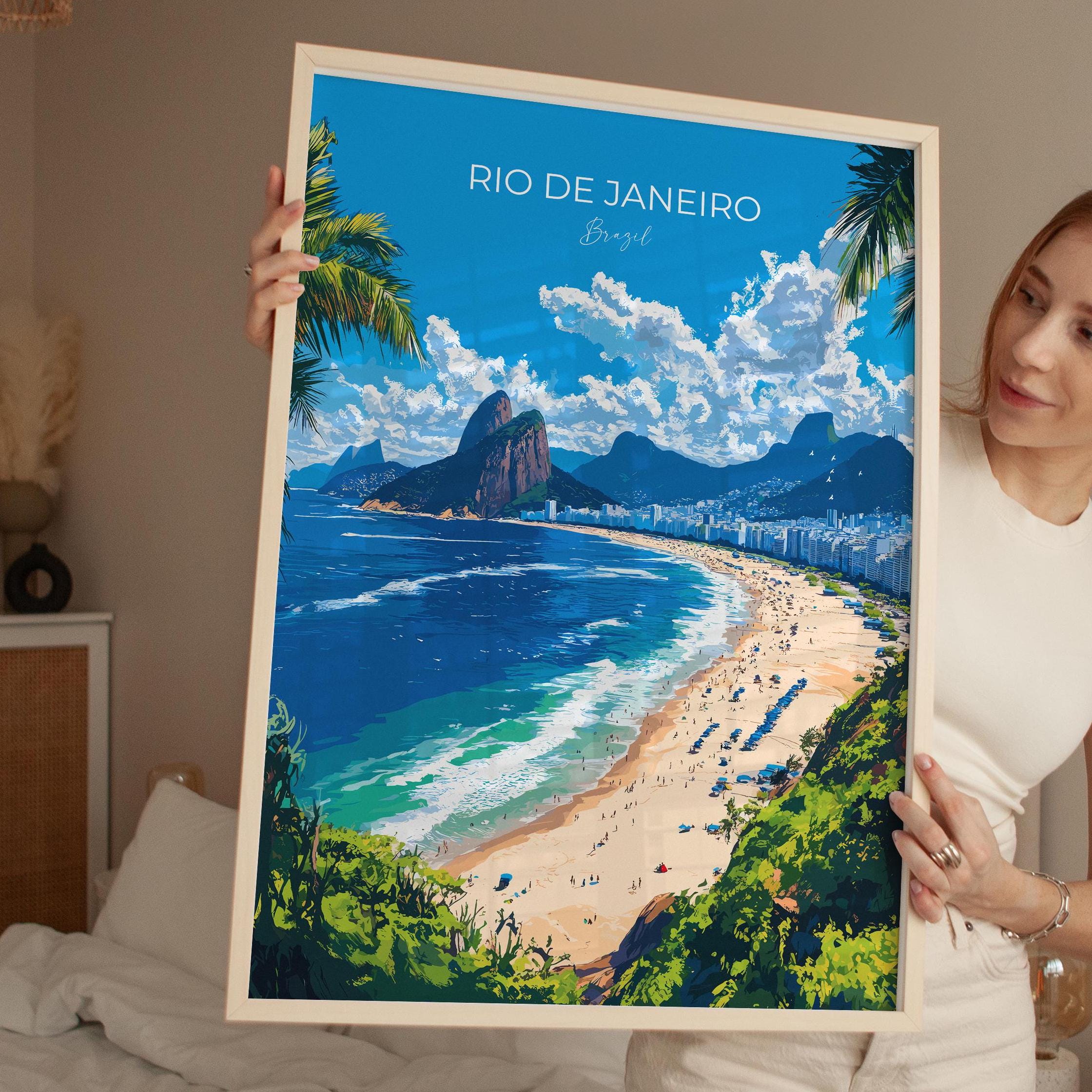 Rio De Janeiro Travel Poster, Travel Print of Rio De Janeiro , Brazil City Poster, Rio De JaneiroWall Art Lovers Gift, Brazil Art Gift NQ Media Designs