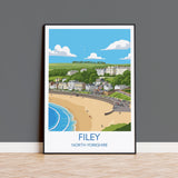 Filey Travel Print, Travel Poster of Filey, Yorkshire Gift, England, North Yorkshire Art, Filey Gift, Wall Art Print NQ Media Designs