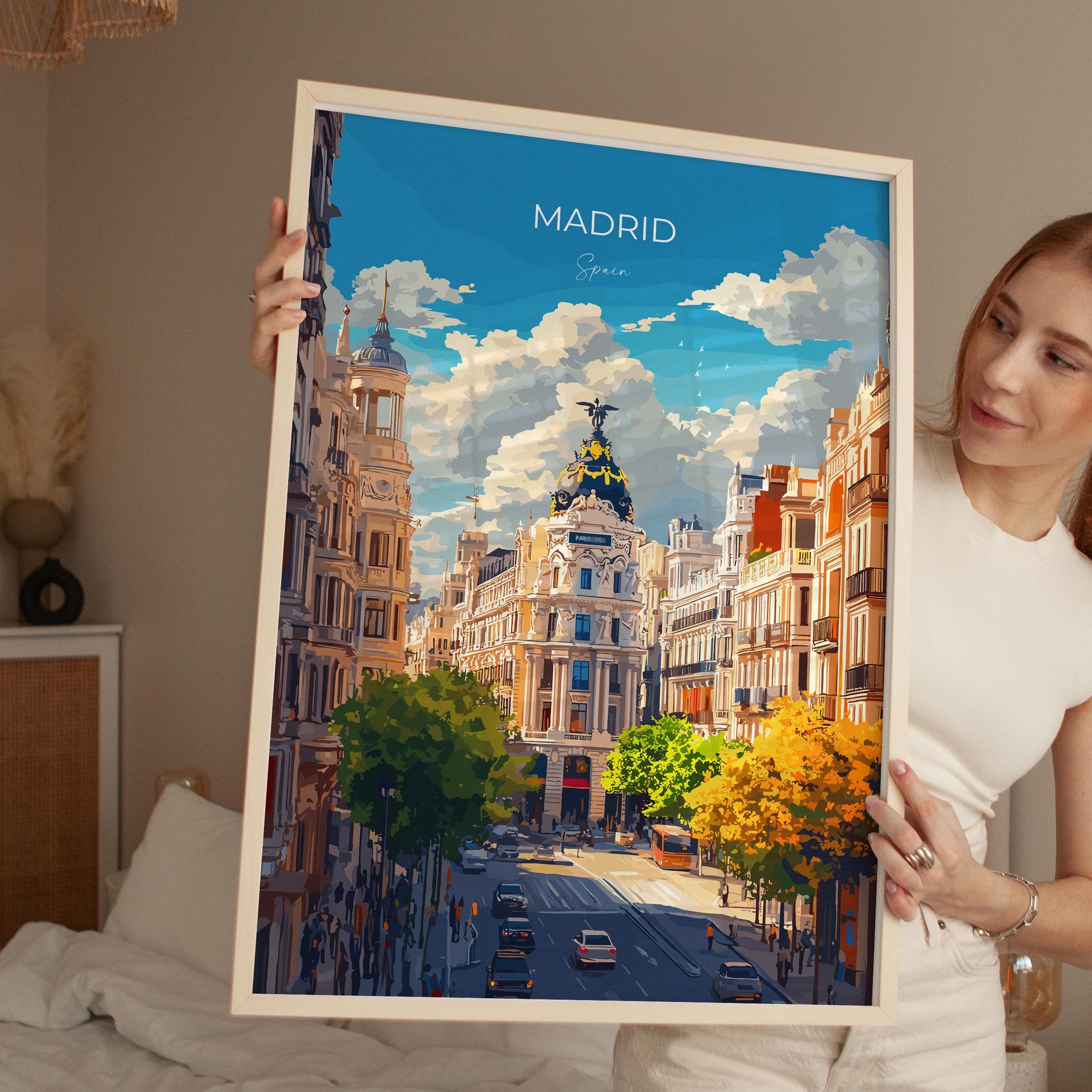 Madrid Travel Poster, Travel Print of Madrid , Spain Poster, Madrid Wall Art Lovers Gift, Spain Art Gift NQ Media Designs