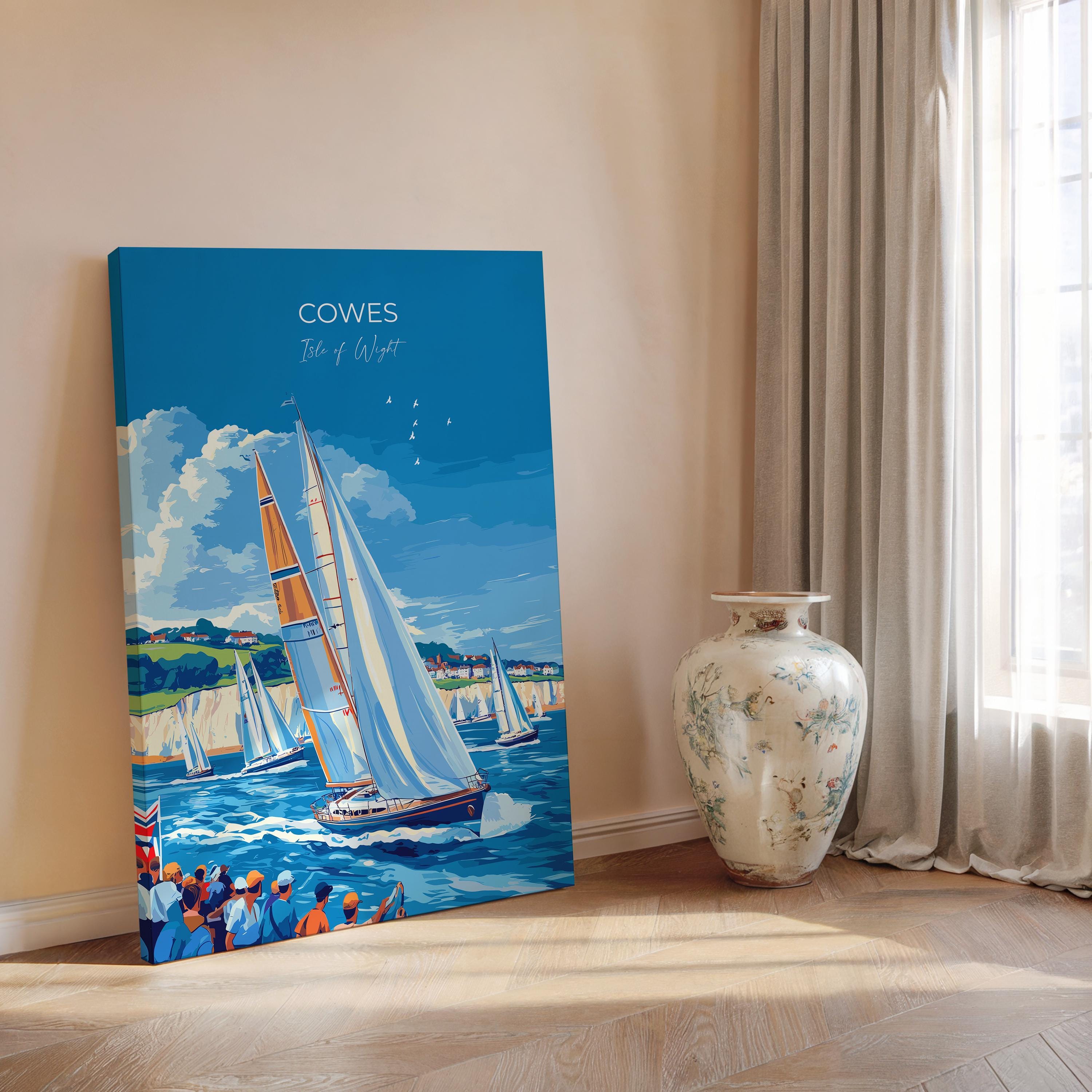 Cowes Travel Poster Wall Art, Travel Print of Cowes, Cowes Art Lovers Gift, Sailing Art, Isle of Wight Gift, NQ Media Designs