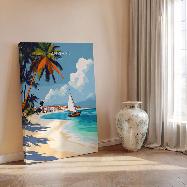 Zanzibar Travel Poster, Travel Print of Zanzibar, Indian Ocean Island Art, Zanzibar Wall Art Gift,