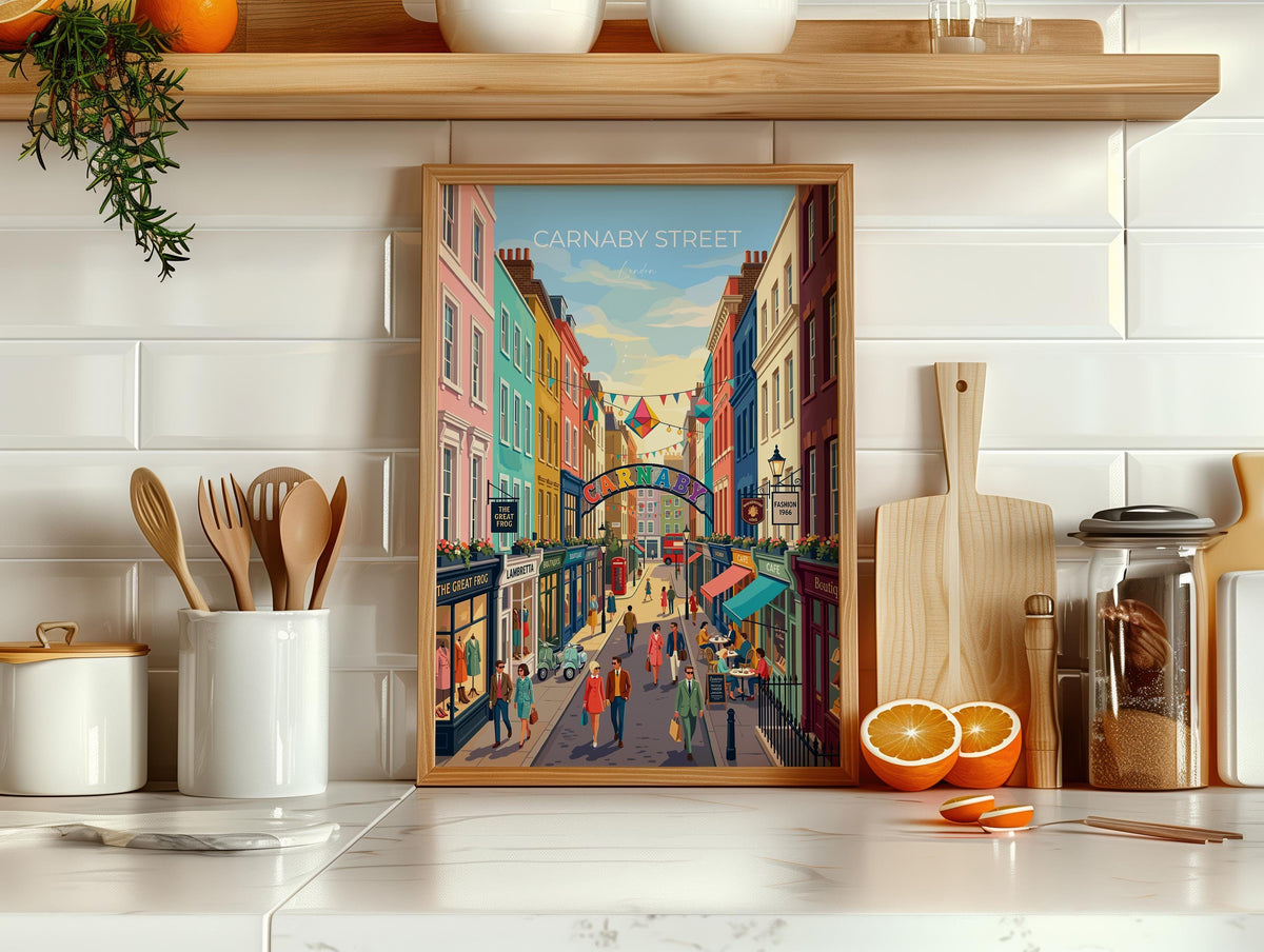 Carnaby Street Poster, London Wall Art, Soho London Print, Carnaby Street Gift, British Travel Poster