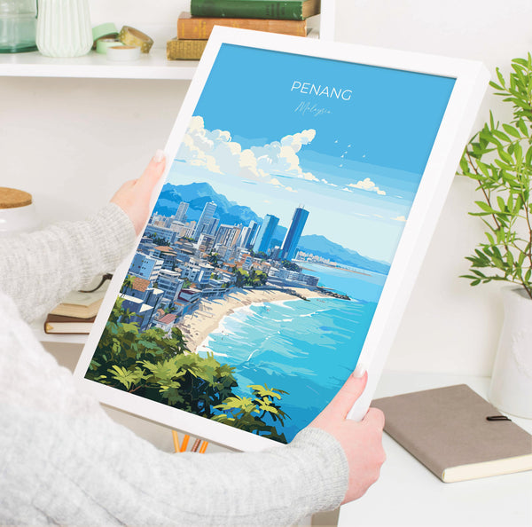 Penang Travel Poster Wall Art, Travel Print of Penang, Malaysia, Penang Art Gift, Wall Art Travel Gift