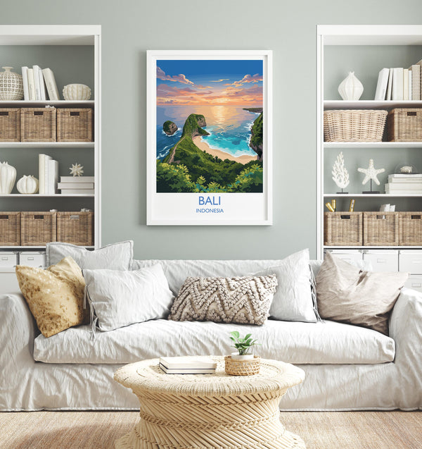 Bali Travel Print, Travel Poster of Bali, Kelingking Beach, Indonesia, Bali Travel Wall Art Gift