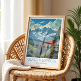 Glacier Express Wall Art Travel Poster, Travel Print of Glacier Express, Switzerland Alps Art Travel Lovers Gift NQ Media Designs