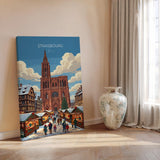 Strasbourg Christmas Market Poster, Alsace Winter Wall Art, Petite France Print, France Festive Travel Poster, Strasbourg Gift