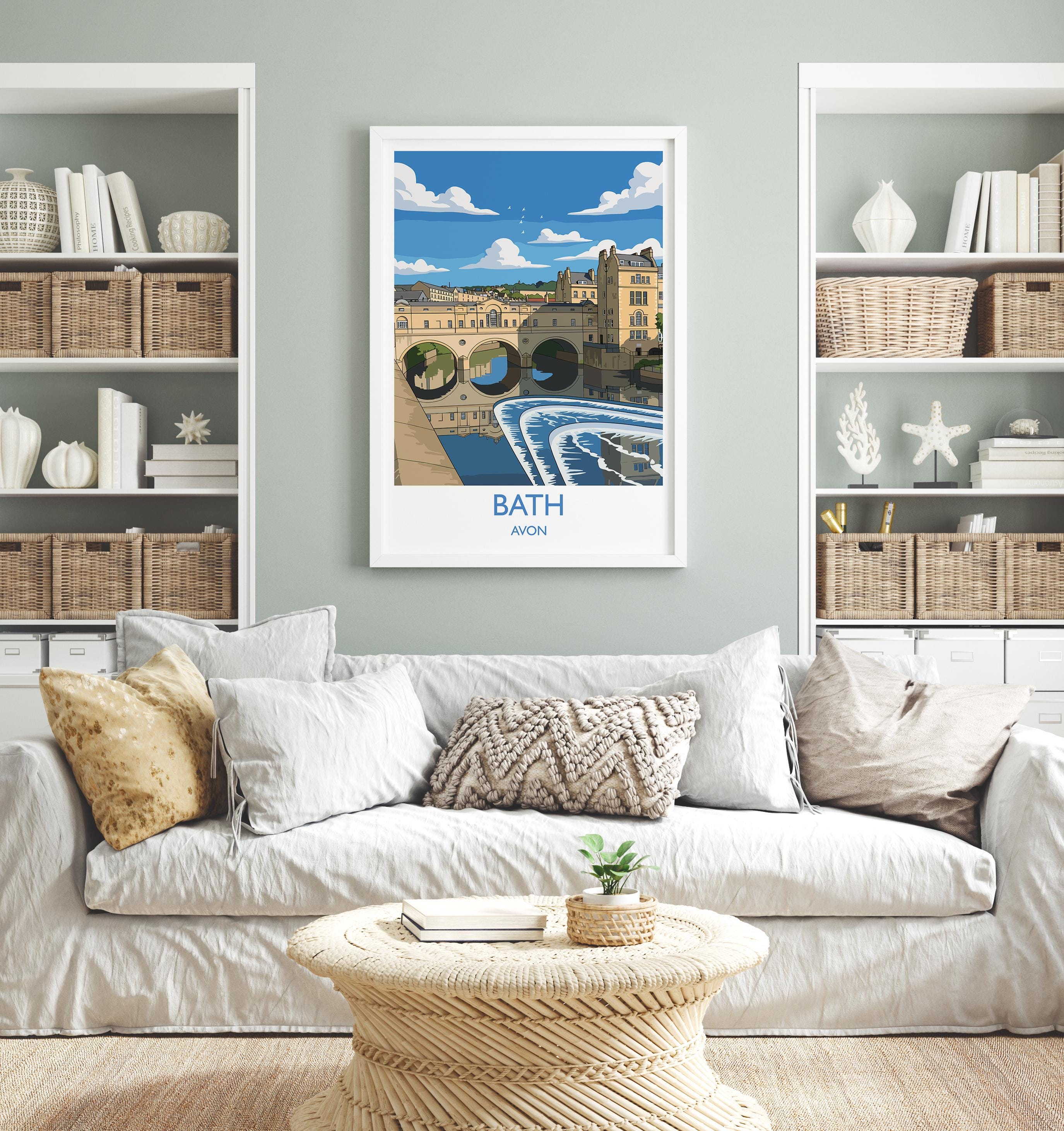 Bath Travel Print, Travel Poster of Bath, England, Cotswolds Art, Bath Gift, Avon Wall Art Print NQ Media Designs