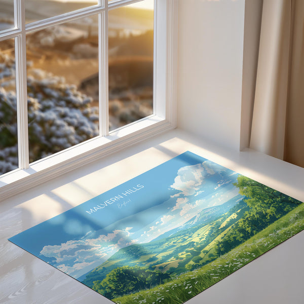 Malvern Hills Landscape Travel Poster Wall Art, Travel Print of Malvern Hills, Malvern Hills Art Lovers Gift, English Countryside