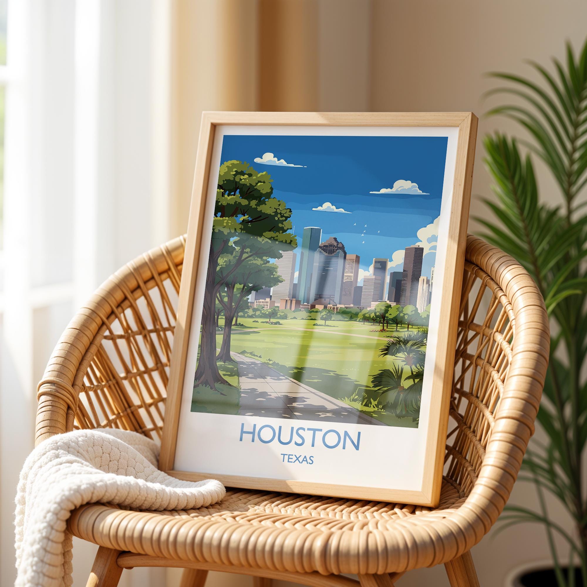 Houston Travel Wall Art Print, Travel Poster of Houston, Texas, US City Art Lovers Gift, USA Gift, NQ Media Designs