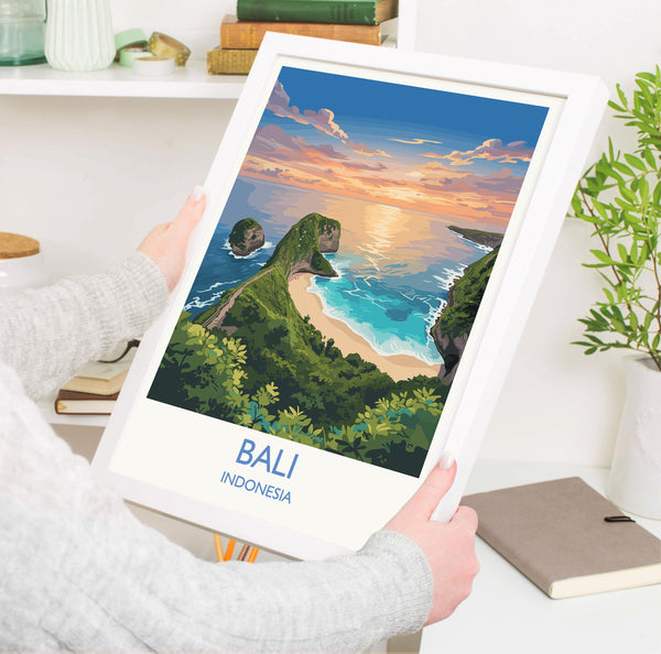 Bali Travel Print, Travel Poster of Bali, Kelingking Beach, Indonesia, Bali Travel Wall Art Gift