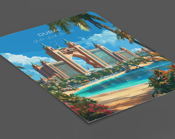 Dubai Travel Poster, Travel Print of Dubai, Palm Jumeirah Dubai Art lovers Gift, UAE Wall Art Gift