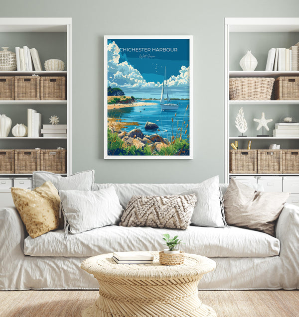 Chichester Harbour Travel Print Wall Art, West Sussex Travel Poster, English Countryside Art Gift, Wall Art Print
