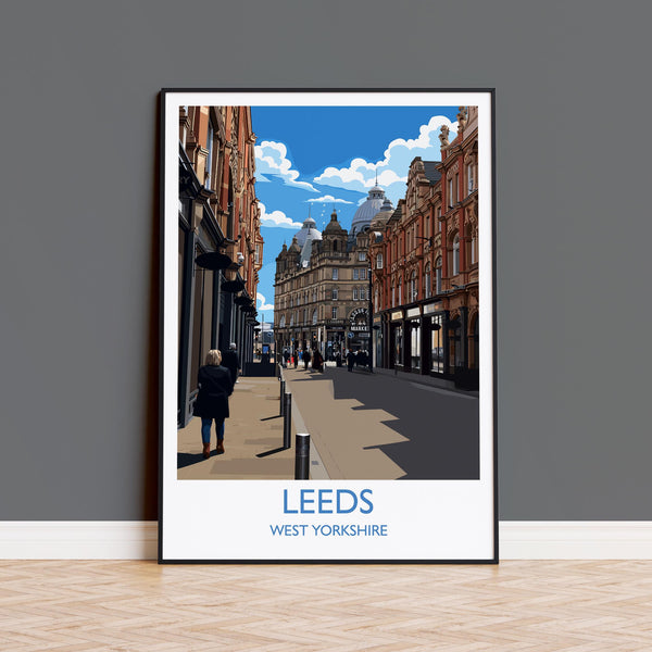 Leeds Travel Wall Art Print, Travel Poster of Leeds,West Yorkshire Wall Print, English City Art Gift