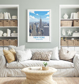 New York City Art Print, Manhattan Skyline View, Empire State, Travel Poster NQ Media Designs