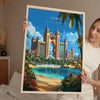 Dubai Travel Poster, Travel Print of Dubai, Palm Jumeirah Dubai Art lovers Gift, UAE Wall Art Gift