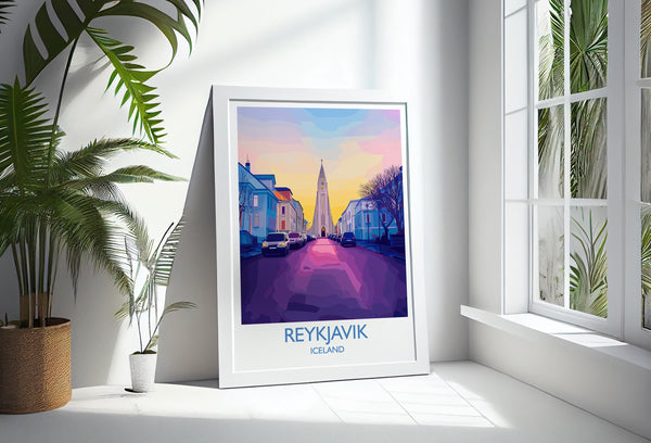 Reykjavik Poster Wall Art, Reykjavik Travel Print, Iceland Wall Art, Reykjavik Art Lovers Gift, Iceland Gift
