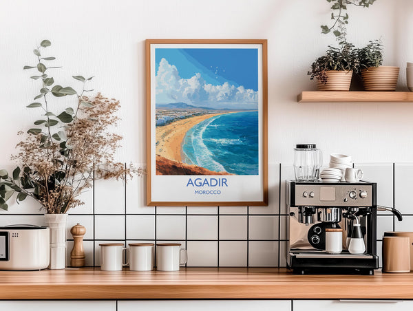Agadir Travel Print Wall Art, Travel Poster of Agadir, Agadir Art Lovers Gift, Morocco Wall Art