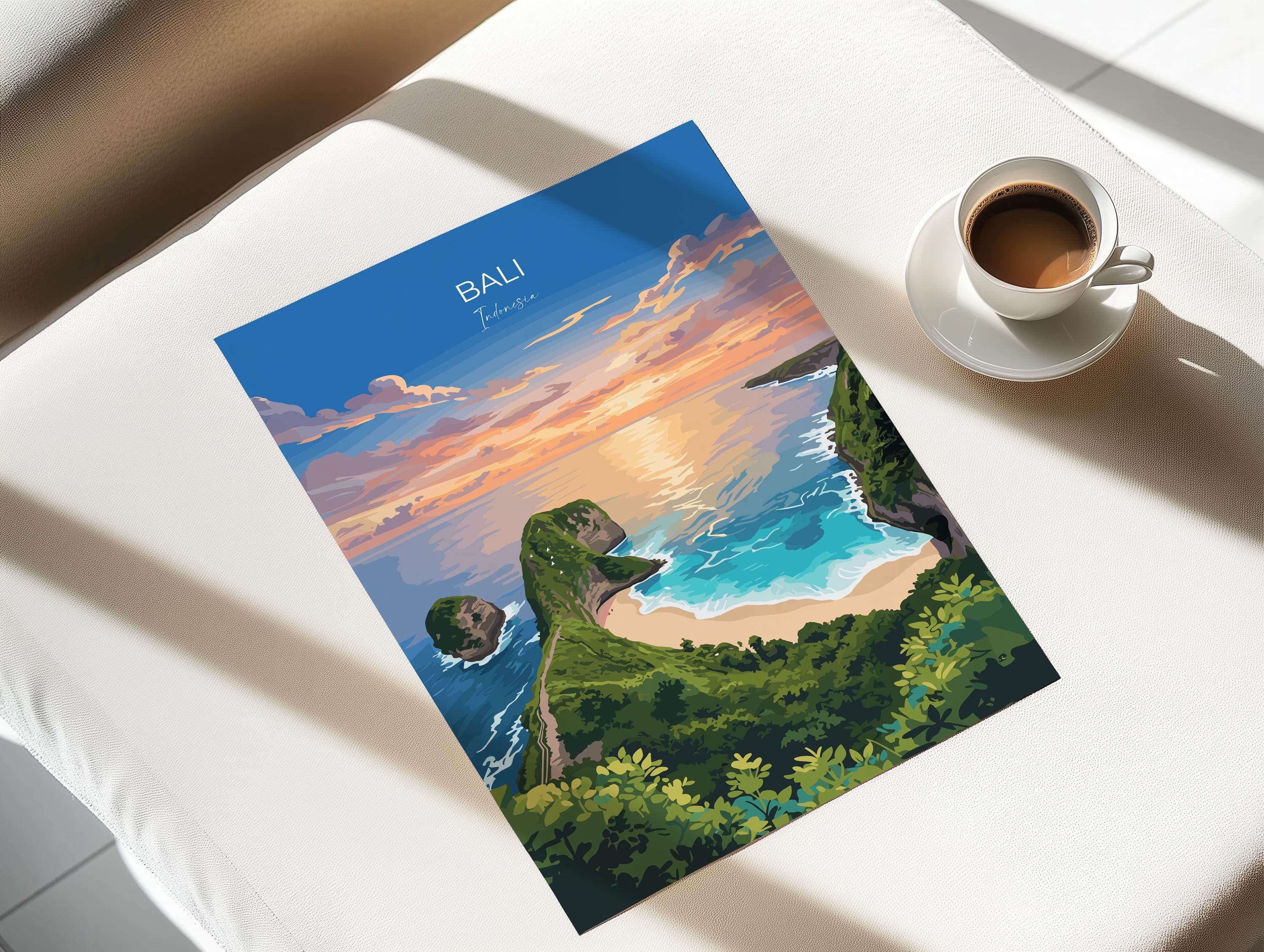 Bali Travel Print, Travel Poster of Bali, Kelingking Beach, Indonesia, Bali Travel Wall Art Gift NQ Media Designs