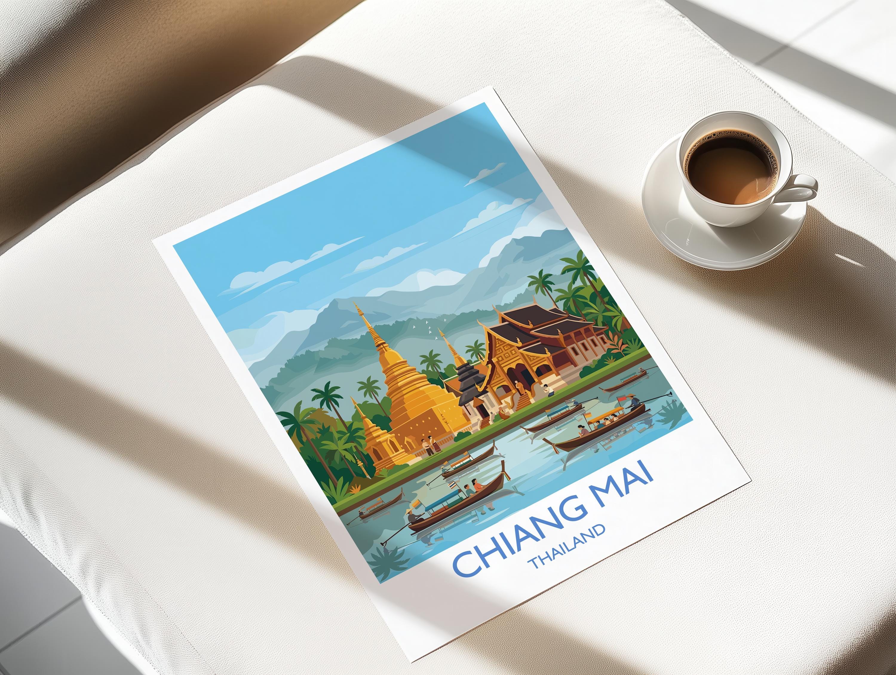 Chiang Mai Travel Print, Travel Poster of Chiang Mai, Thailand, Chiang Mai Art Lovers Gift, Wall Art Print NQ Media Designs
