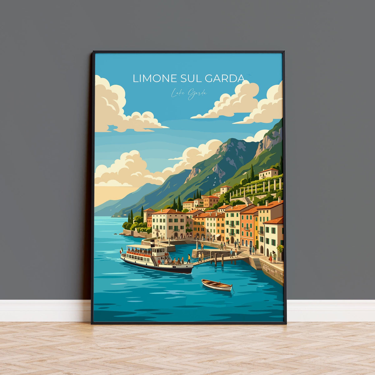 Limone sul Garda Travel Poster | Lemon Houses, Italy Wall Art