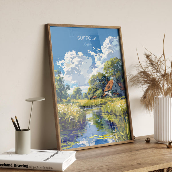 Suffolk Poster Wall Art, Travel Print of Suffolk, England, Suffolk Art Lovers Gift, England Wall Art Print