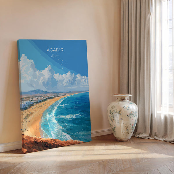 Agadir Travel Poster Wall Art, Travel Print of Agadir, Agadir Art Lovers Gift, Morocco Wall Art