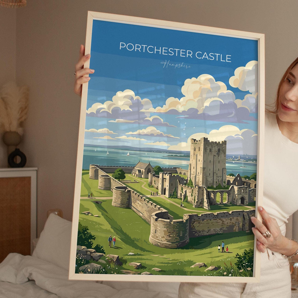 Portchester Castle Poster, Hampshire Wall Art, Norman Castle Print, England Travel Poster, Portchester Gift
