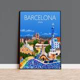 Barcelona Travel Poster Wall Art, Travel Print of Barcelona, City of Barcelona, Spain, Barcelona Art Lovers Gift, Barcelona Cityscape NQ Media Designs