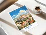 Athens Greece Print, Acropolis Wall Art with Border, Parthenon Poster, Greece Travel Print, Athens Gift Print