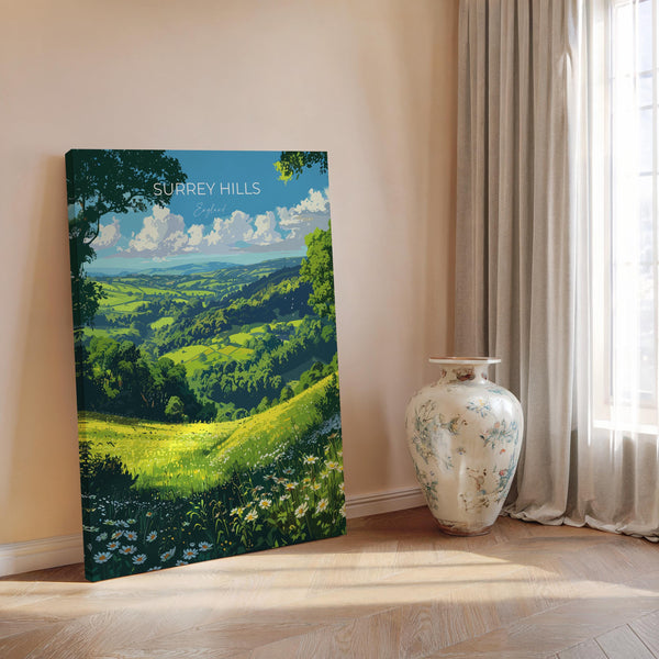 Surrey Hills Travel Print Wall Art, Surrey Hills Travel Poster, English Countryside Art Gift, Wall Art Print
