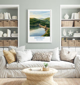 Derwent Reservoir Dam Travel Poster, Peak District Wall Art, Ladybower Dam Print, Derbyshire Landscape Illustration, UK Nature Decor NQ Media Designs