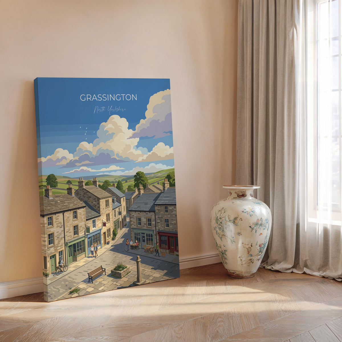 Grassington Poster, Yorkshire Dales Wall Art, North Yorkshire Print, England Travel Poster, Grassington Gift