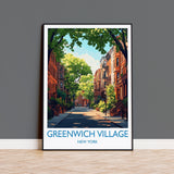 Greenwich Village New York Travel Print Wall Art, Travel Poster of Greenwich Village, New York , New York Art Lovers Gift, USA Art Gift NQ Media Designs
