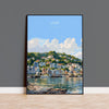 Looe Travel Poster, Travel Print of Looe, England, Cornwall Art, Looe Art Lovers Gift, Wall Art Print