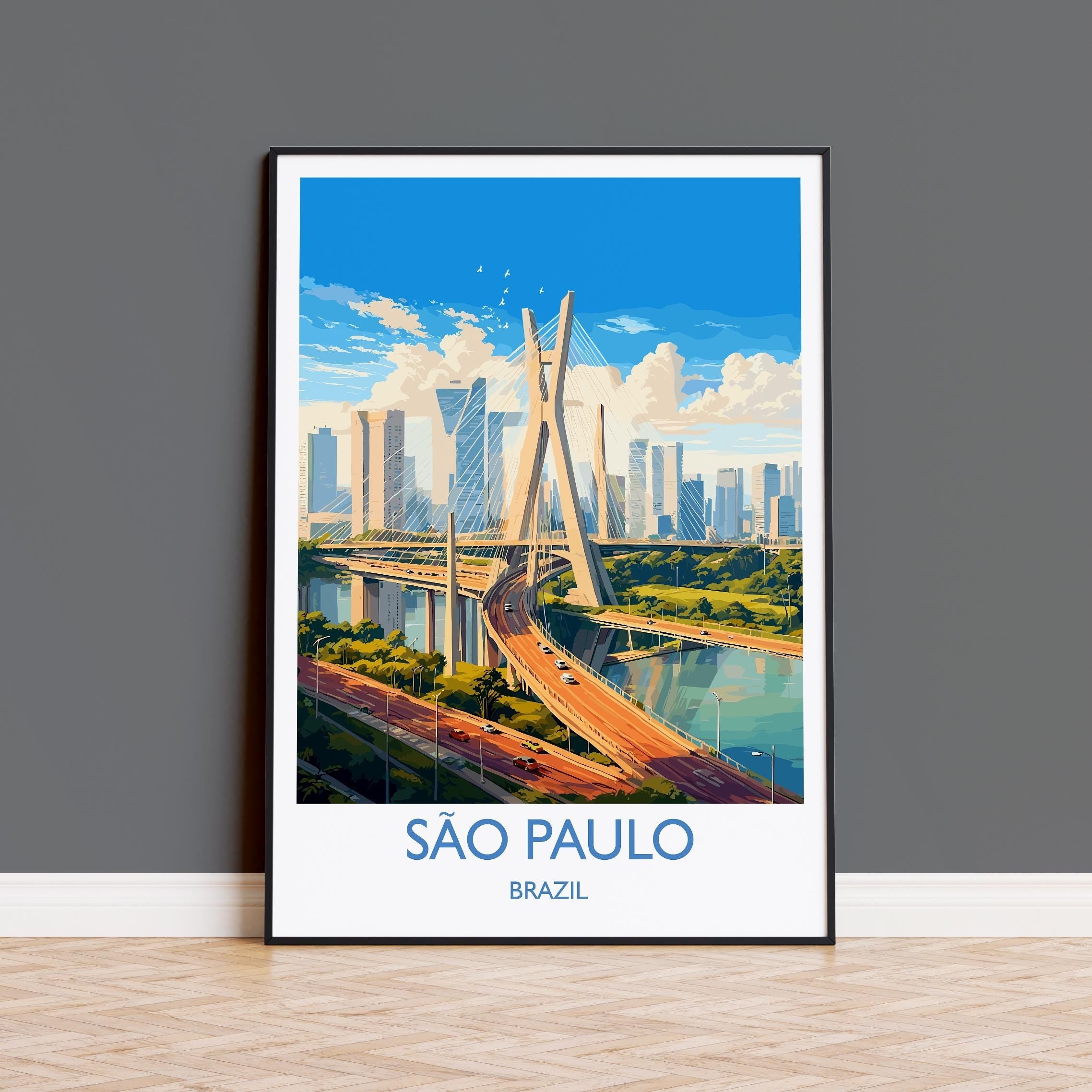Sao Paulo Travel Print, Travel Poster of Sao Paulo, Brazil City Poster, Sao Paulo Wall Art Lovers Gift, Brazil Art Gift NQ Media Designs