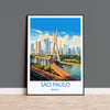Sao Paulo Travel Print, Travel Poster of Sao Paulo, Brazil City Poster, Sao Paulo Wall Art Lovers Gift, Brazil Art Gift