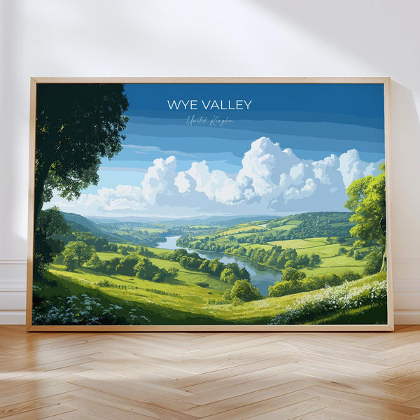 Wye Valley Landscape Travel Poster Wall Art, Wye Valley Travel Print, English Countryside Art Gift, Wall Art Print